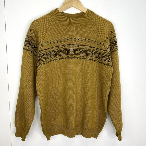 Vintage White Ram Ski Sweater Mens Medium Wool Brown Pullover Knit Crew Neck - Picture 1 of 4